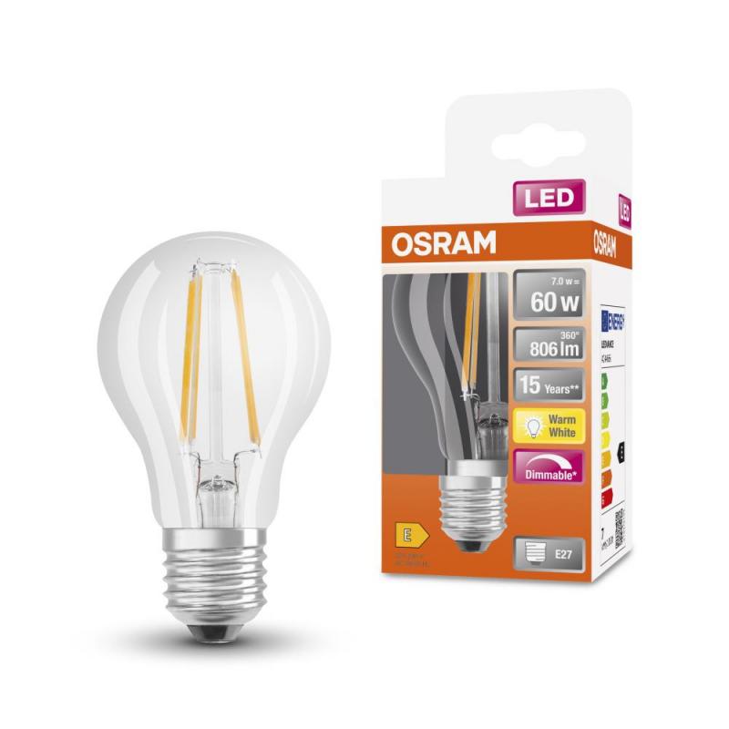 OSRAM LED Lampe E27  Leuchtmittel dimmbar Birnenform 7 W wie 60W warmweisses Licht für Wohnräume